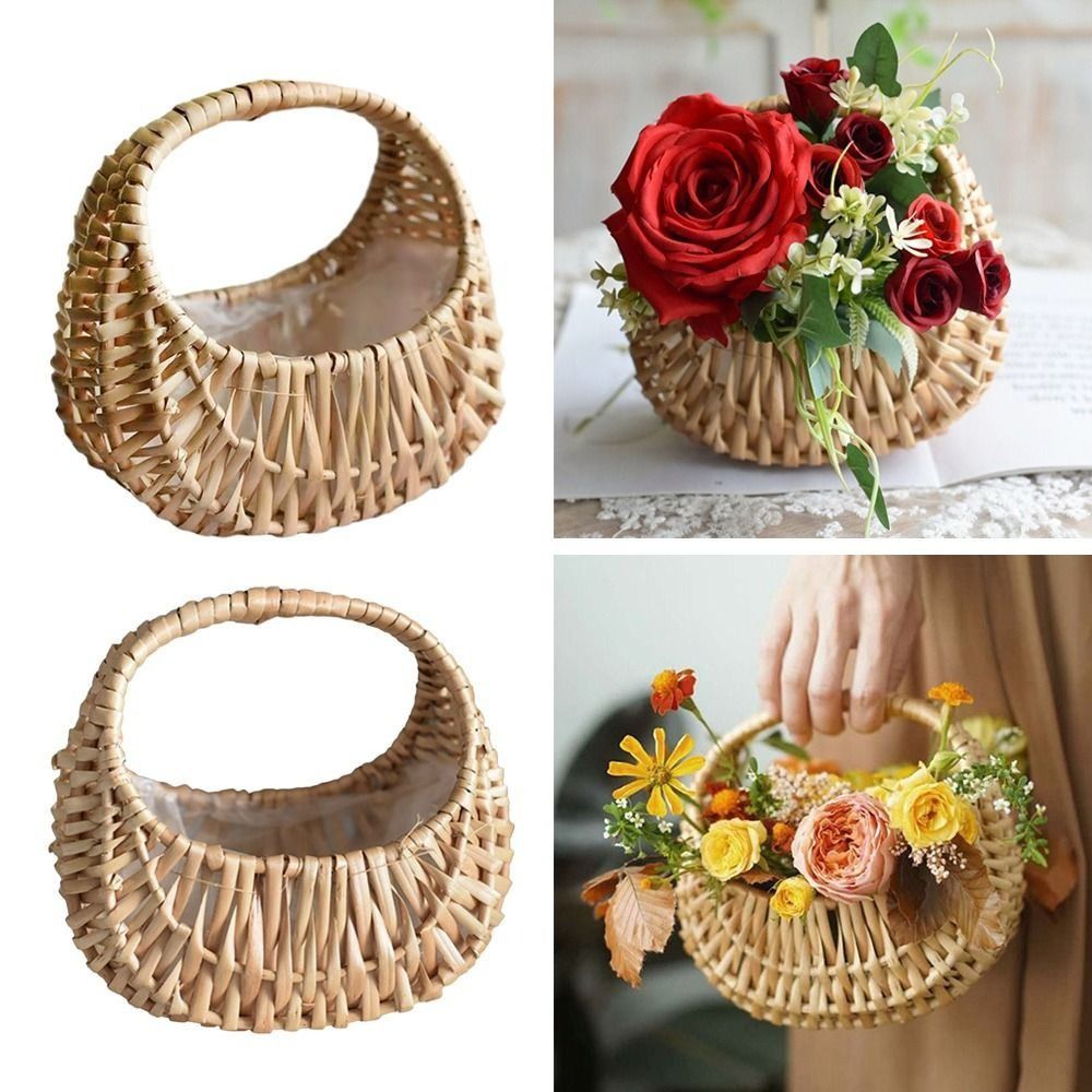 Gardening Tools Girls - Willow Rattan Flower Girl Basket Yellow